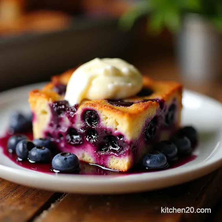 The Blue Sky Blueberry Bread Pudding with Lemon Crème Anglaise presentation