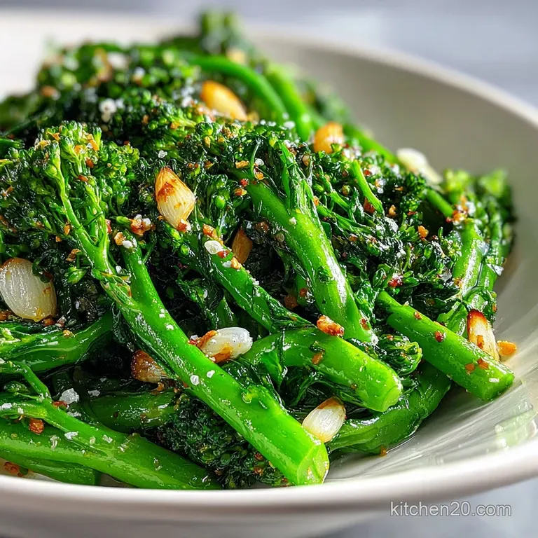 Steaming broccoli rabe, subtly glistening, is draped over toasted bread. Its earthy aroma seems to rise from the plate.