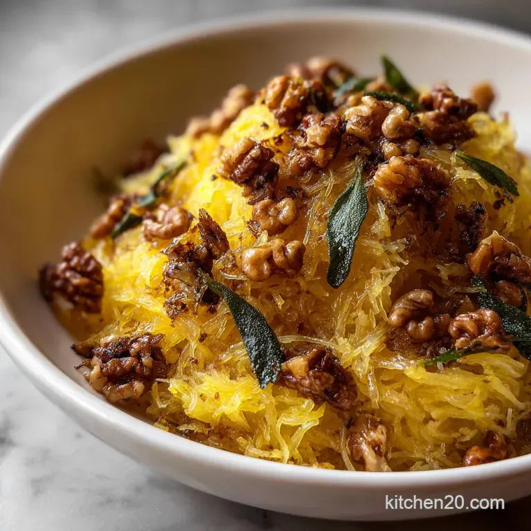Spaghetti Squash with Brown Butter Crispy Sage presentation