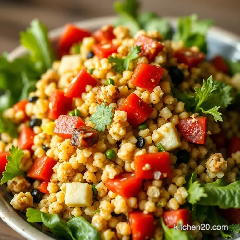Bursting Mediterranean Quinoa Salad with Lemon-Herb Dressing presentation