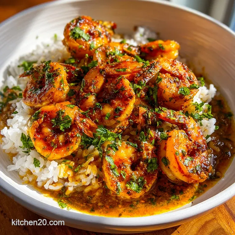 Plump, seasoned shrimp artfully arranged over creamy grits, garnished with green onions and a drizzle of vibrant sauce. Co...