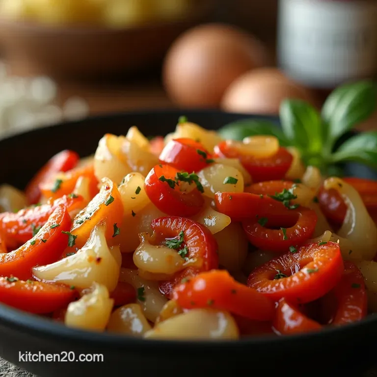 Caramelised Comfort Perfectly Saut&eacute;ed Sweet Peppers and Onions presentation