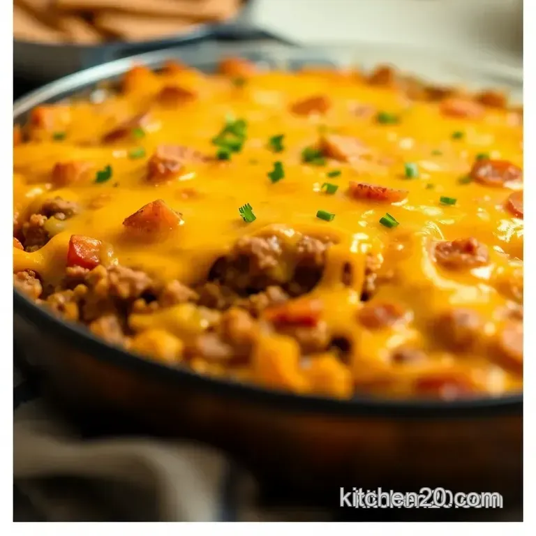 Cheesy Comfort: Ultimate Cheeseburger Casserole presentation