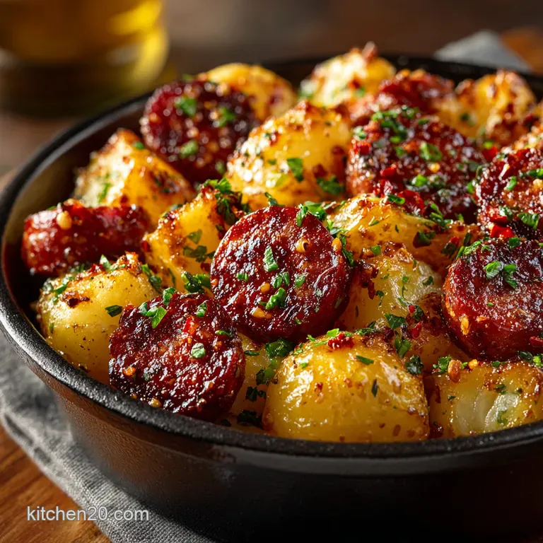 Cheesy Ranch Potatoes and Smoked Sausage presentation