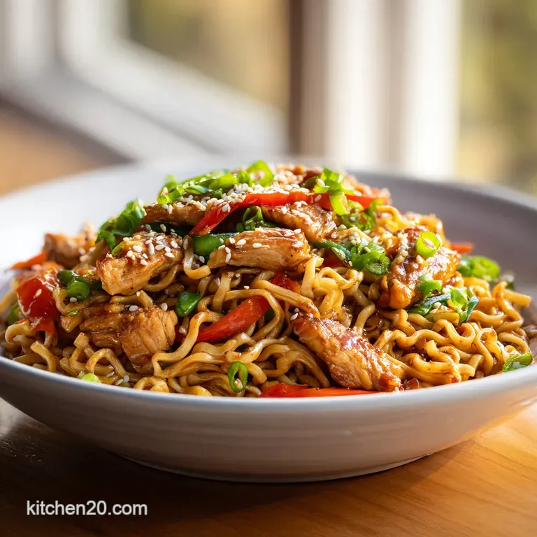 Chicken Ramen Stir Fry with Ginger Glaze