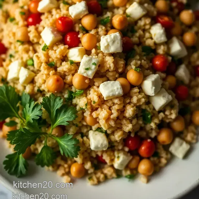 Chickpea Feta and Bulgur Wheat Salad presentation