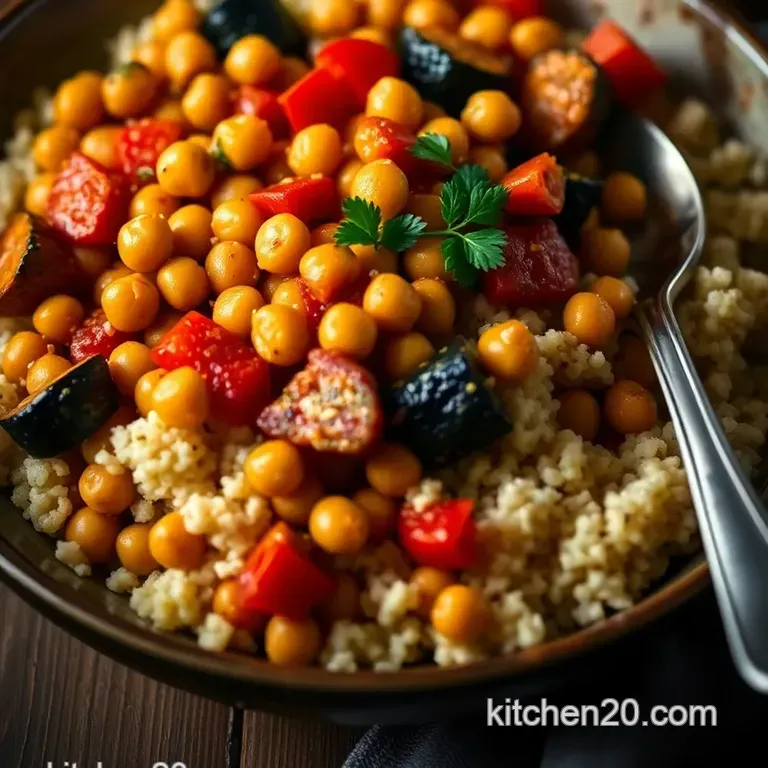 Chickpea Ratatouille and Couscous: A Cozy Vegan Dish presentation