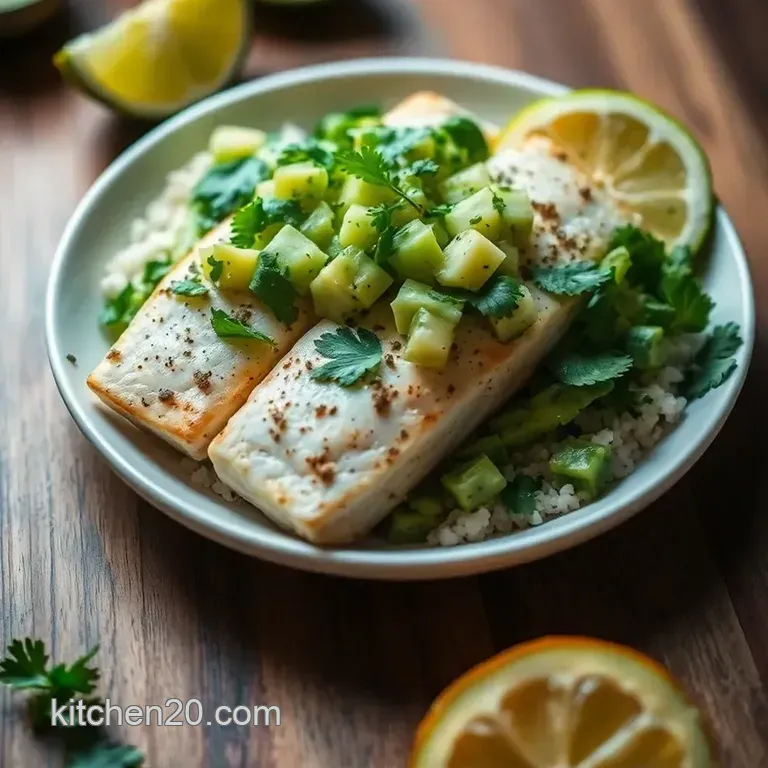 Cilantro-Lime Grilled Mahi Mahi with Avocado Salsa presentation
