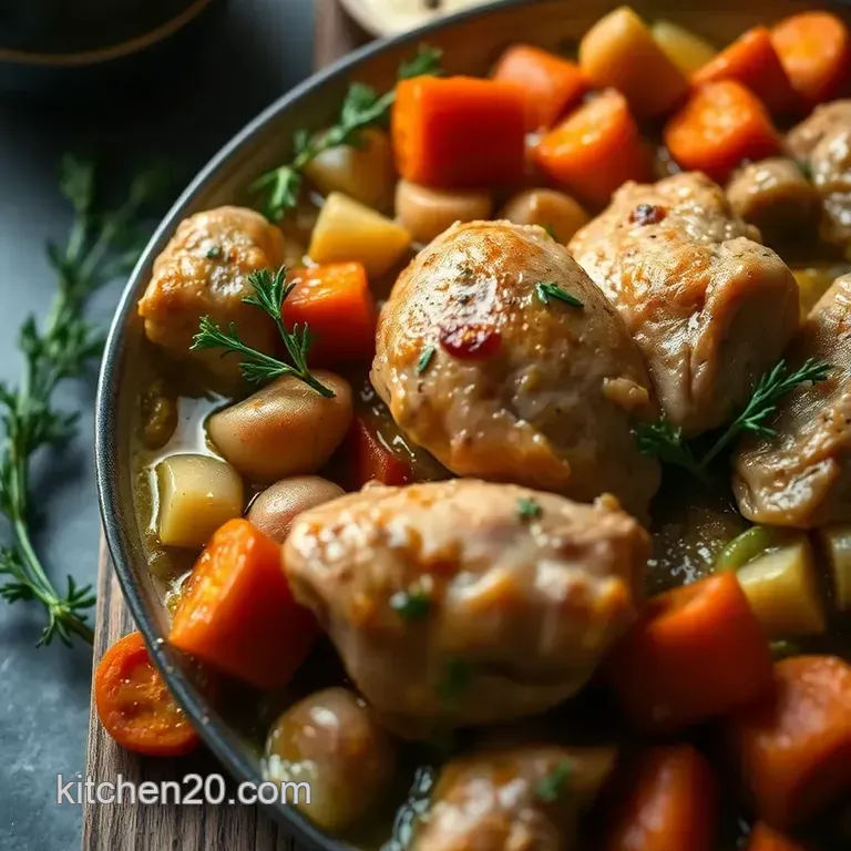 Classic French Chicken Fricassee with Creamy White Wine Sauce presentation
