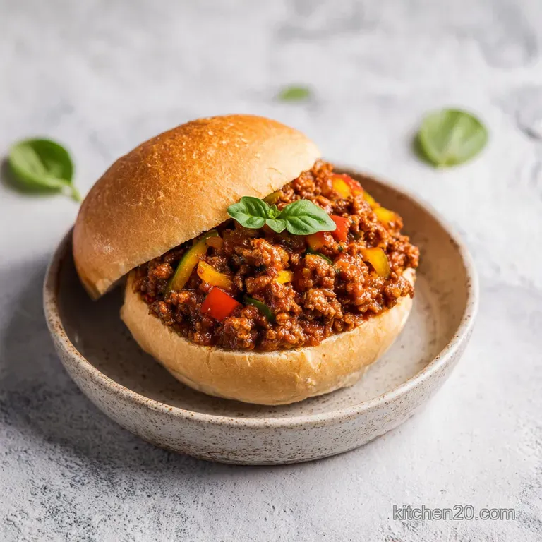 A perfectly sauced sloppy joe generously mounded on a white bun, ready to be enjoyed.
