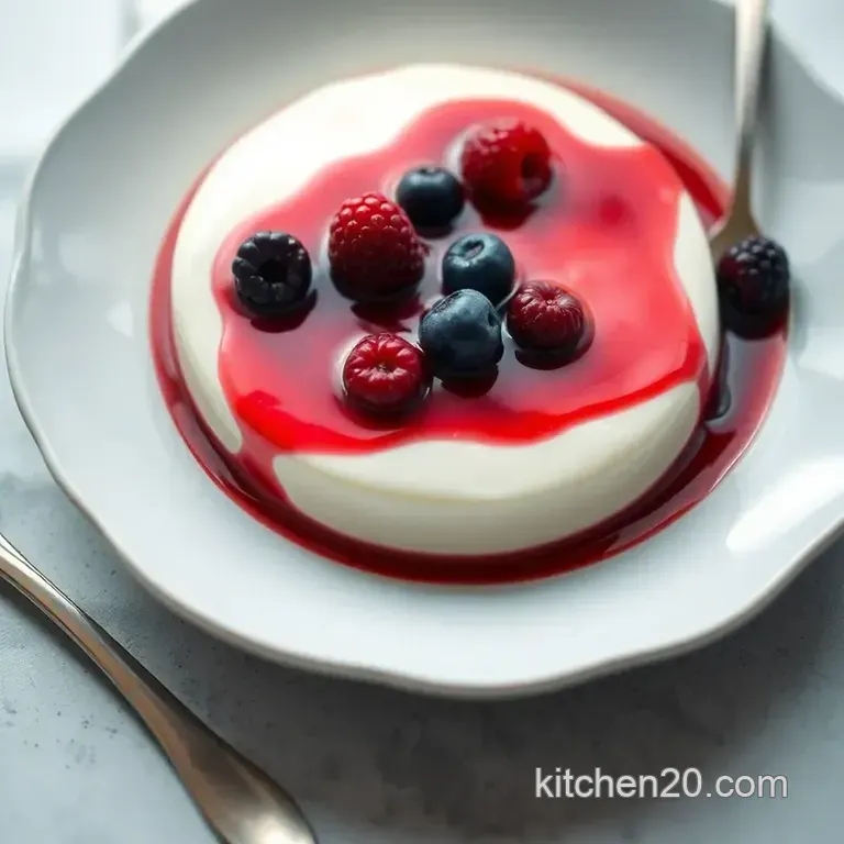 Classic Italian Panna Cotta with Fresh Berry Sauce presentation