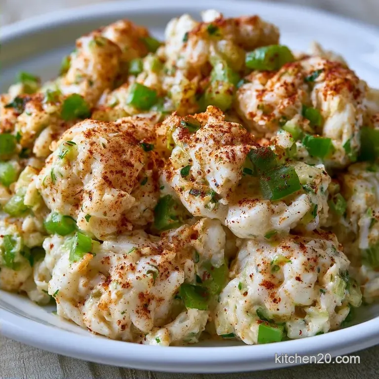 Cold Crab Salad Mayonnaise with Lemon and Celery