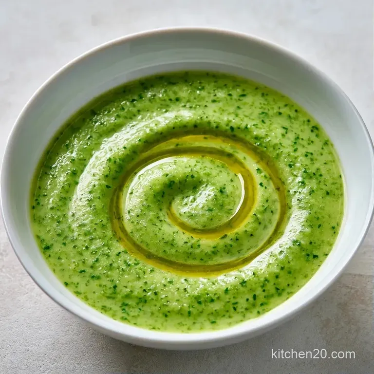 A chilled pale green puree in a minimalist bowl, garnished with thin cucumber ribbons and a sprig of fresh dill.