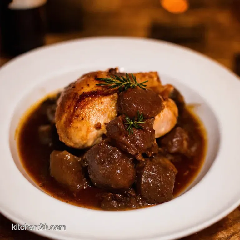 Coq Au Vin Classic French Chicken presentation