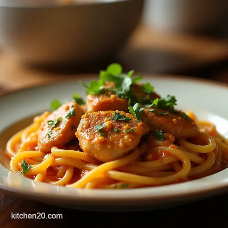 Smoky Cowboy Butter Chicken Linguine a Texmex Meets Madras Mashup presentation