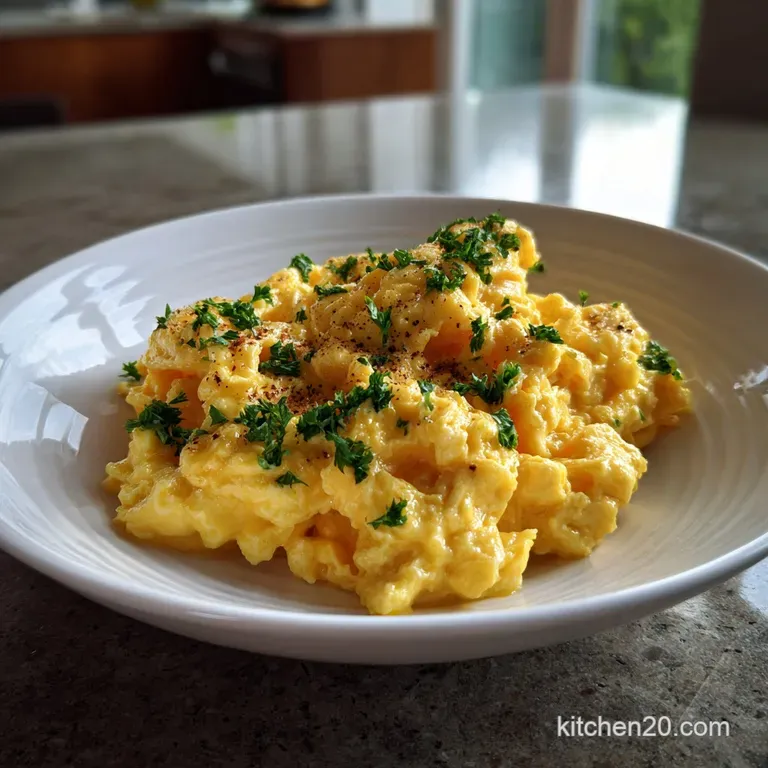 Creamy, vibrant yellow eggs artfully arranged on a white plate, garnished with fresh chives, a simple yet elegant presenta...