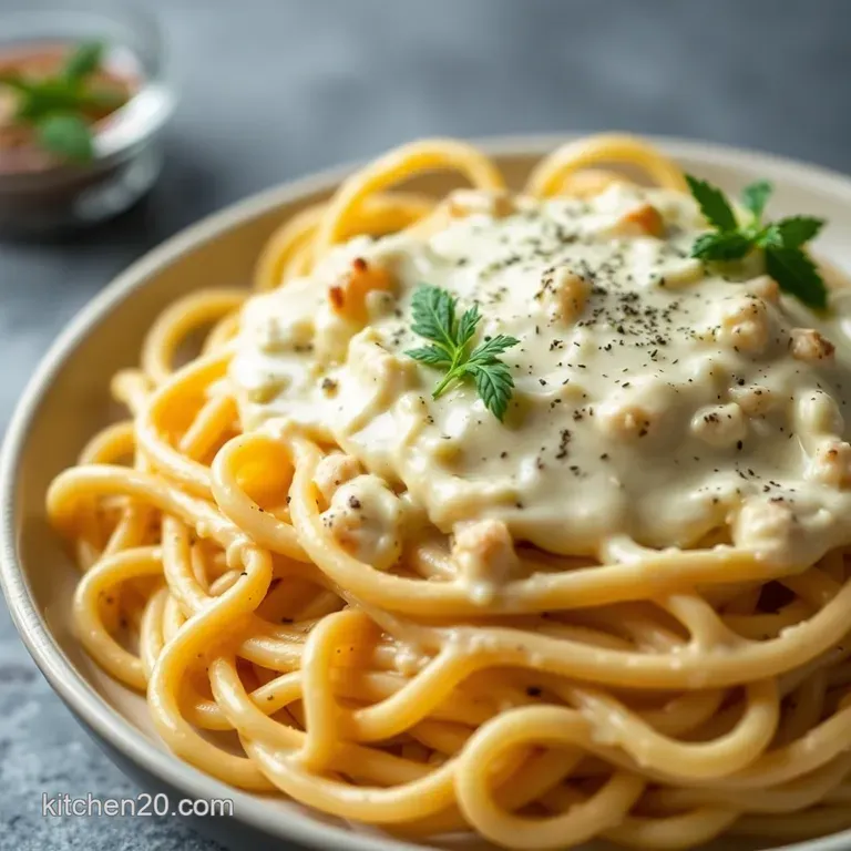 Creamy Dreamy Fettuccine Alfredo presentation