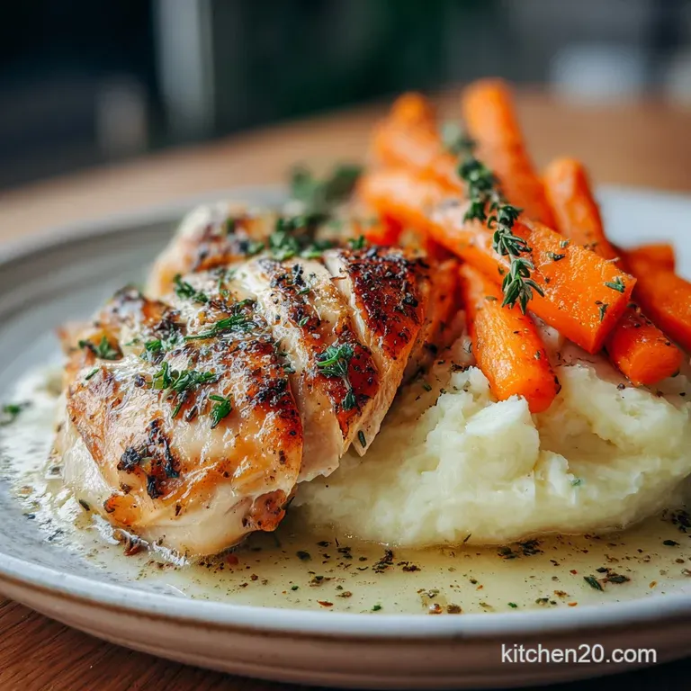 Creamy Herb Chicken with Mashed Potatoes and Carrots