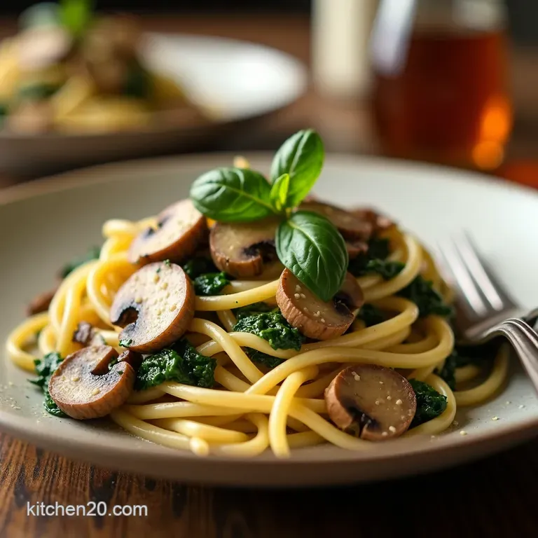 Creamy Mushroom Spinach Pasta a Weeknight Winner presentation