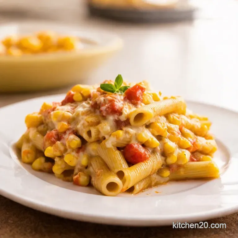 Creamy Ricotta Corn and Tomato Baked Ziti presentation