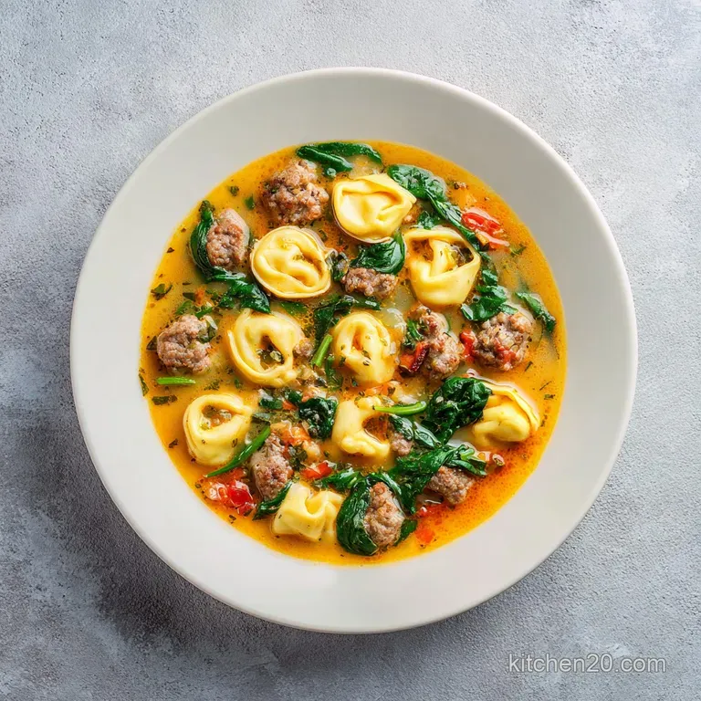 Creamy Tortellini Soup with Italian Sausage and Spinach