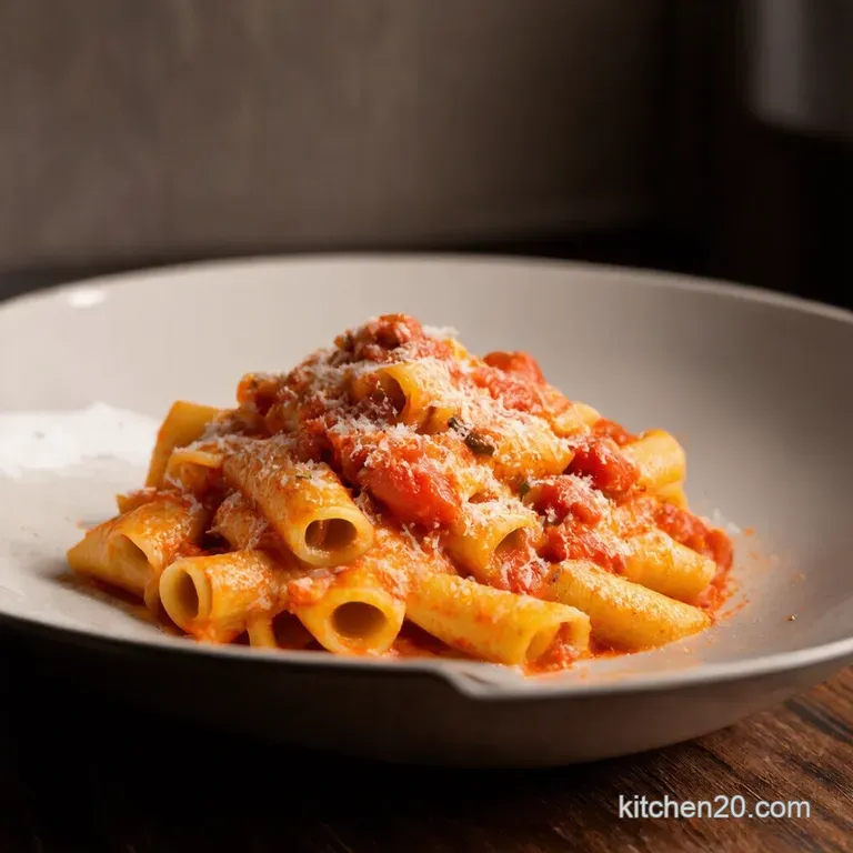 Creamy Tomato Rigatoni alla Vodka presentation
