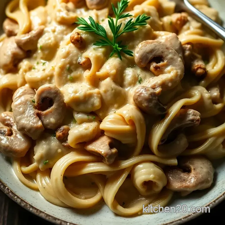 Creamy White Pepper Chicken Stroganoff presentation