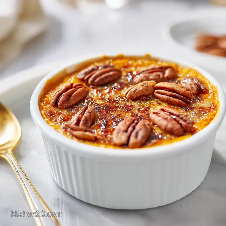 Sweet Potato Casserole with Pecans: Cr&egrave;me Br&ucirc;l&eacute;e Style presentation