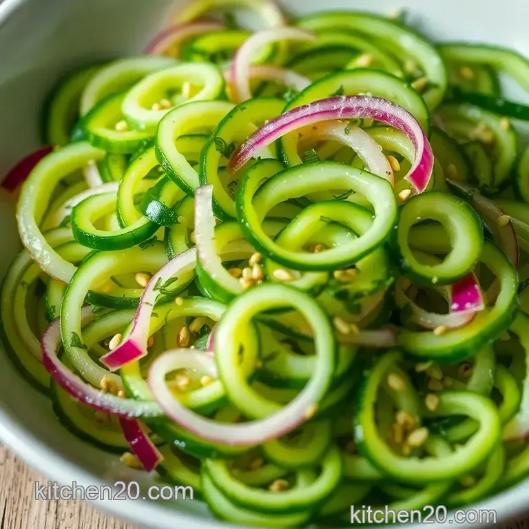 Crisp Cucumber Ribbon Salad with Dill & Lemon-Ginger Dressing presentation