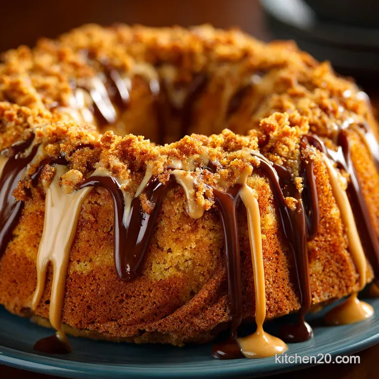The Crispetycrunchety Butterfinger Bundt Cake with Peanut Butter Drizzle presentation
