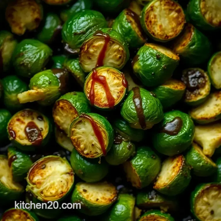 Crispy Air Fryer Brussels Sprouts with Balsamic Glaze presentation