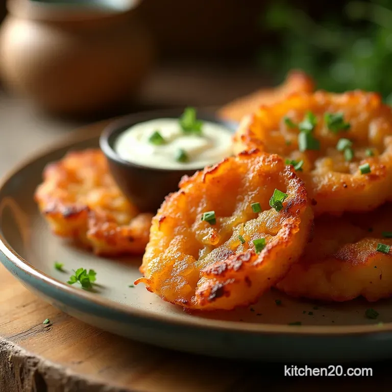 Golden Crisp Authentic Amish Onion Fritters with Buttermilk Tang presentation