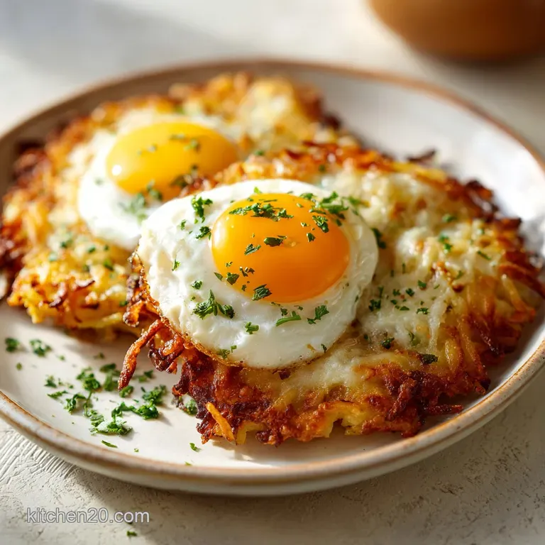 Crispy Cheesy Hash Brown Waffles with Fried Eggs