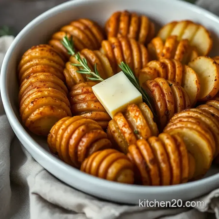 Crispy & Creamy Hasselback Potatoes with Garlic Herb Butter presentation