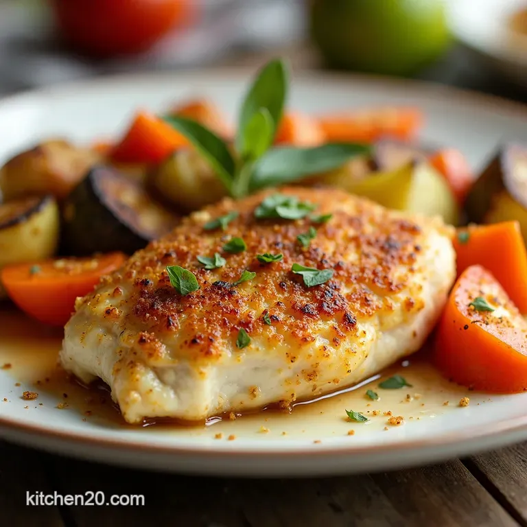 Crispy Gold Sheet Pan Parmesan Chicken with Roasted Seasonal Veg