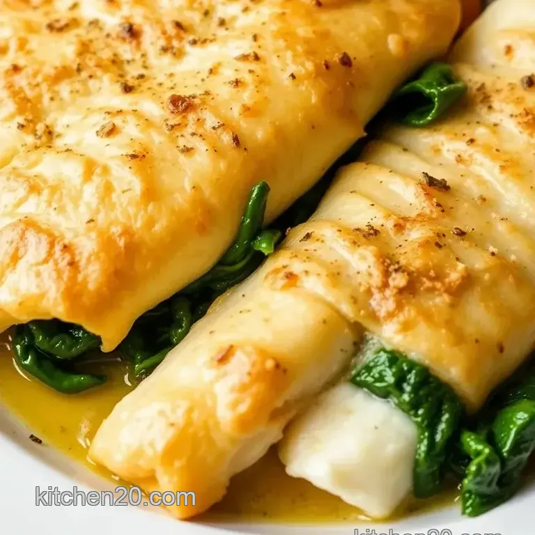 Crispy Halibut and Spinach Filo Parcels presentation