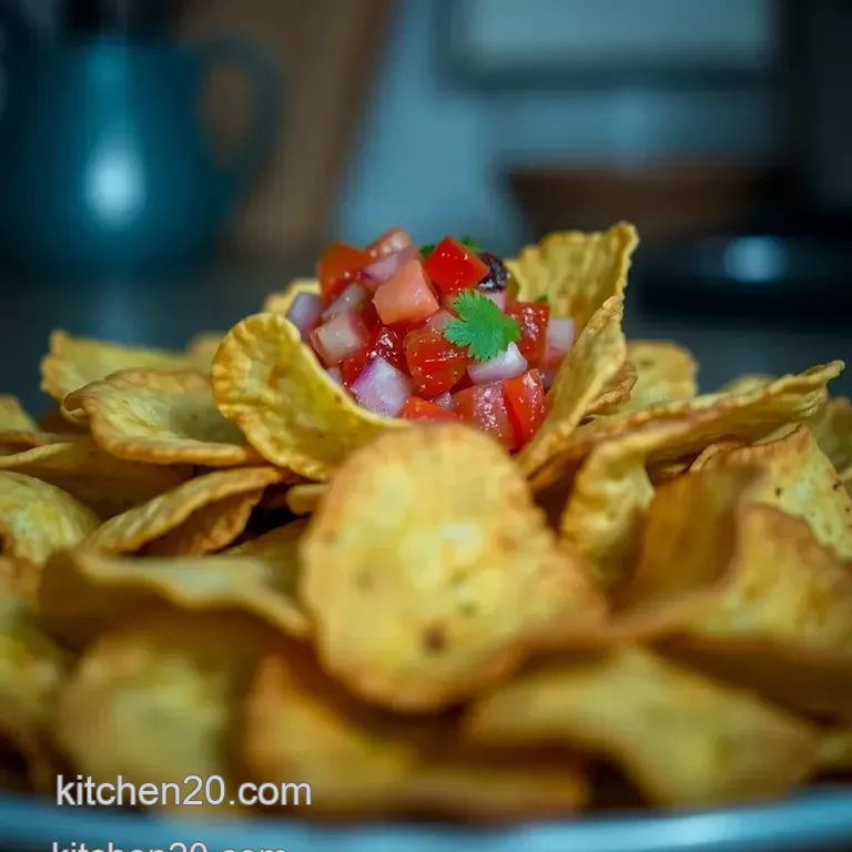 Crispy Homemade Tortilla Chips with Fresh Tomato Salsa presentation