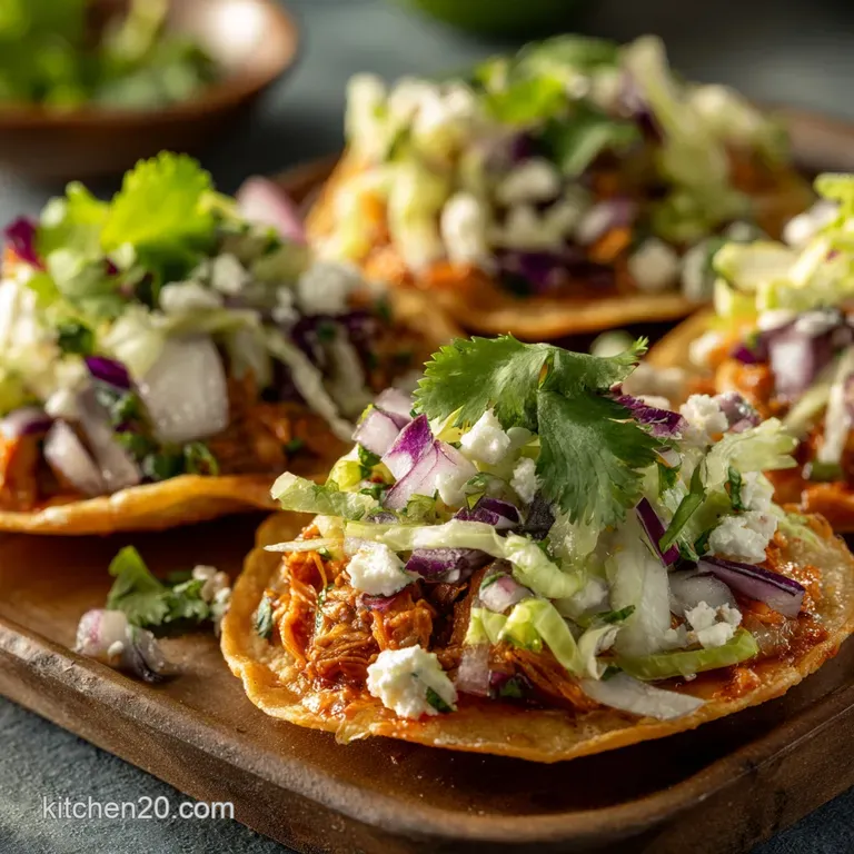 Homemade Tostadas: Crispy Chicken and Black Bean Stack presentation