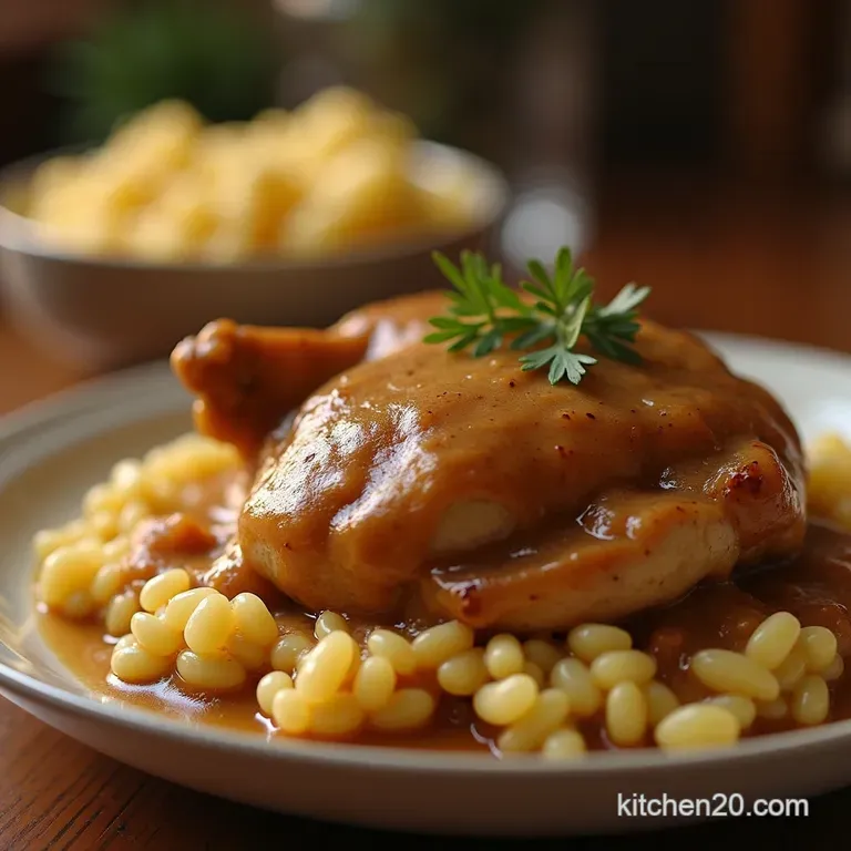 Slowcooker Dream Incredibly Tender Chicken and Rich Flavourful Gravy presentation