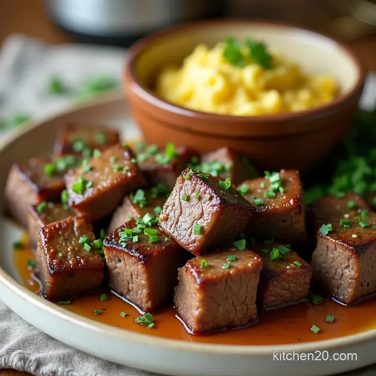 SlowCooked Magic Seriously Tender Crockpot Steak Bites with Garlic Herb Butter