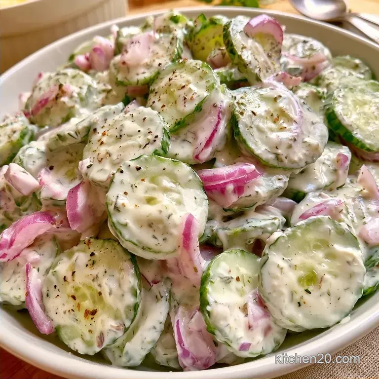 Old Fashioned Dads Creamy Cucumber Salad: Crisp