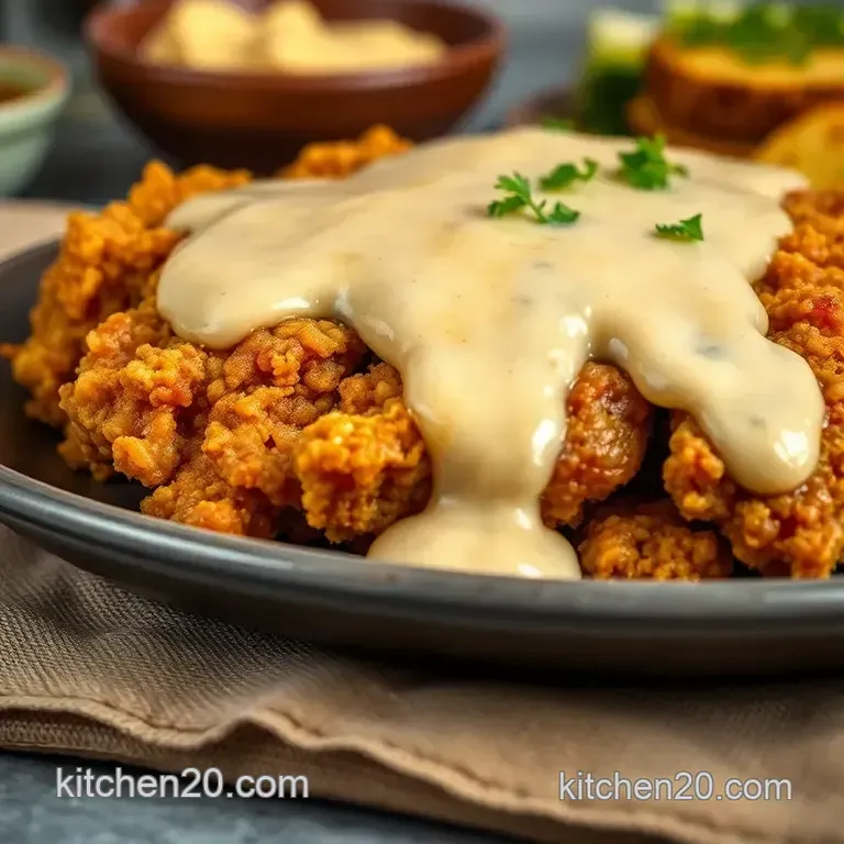 Down-Home Country Fried Steak with Creamy Gravy presentation