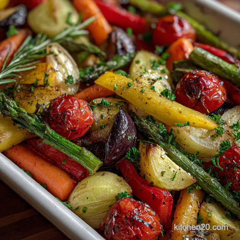 Colorful roasted vegetables artfully arranged on a white plate, steam rising, hinting at warmth and smoky flavor.