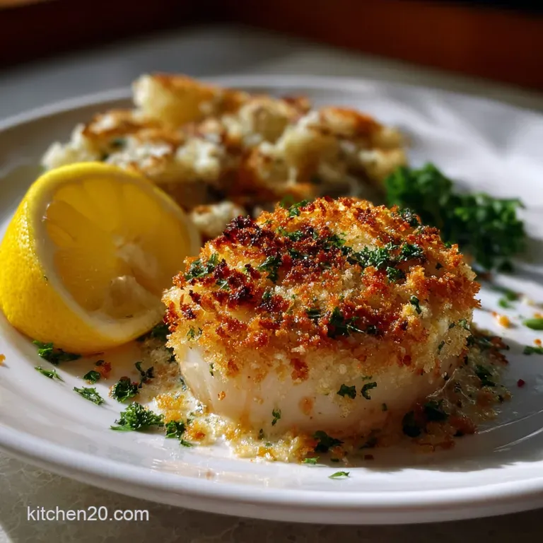 Incredibly Easy Panko and Parmesan Topped Baked Sea Scallop