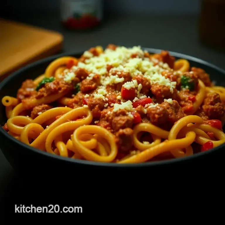 Easy Peasy Fusilli Bolognese presentation