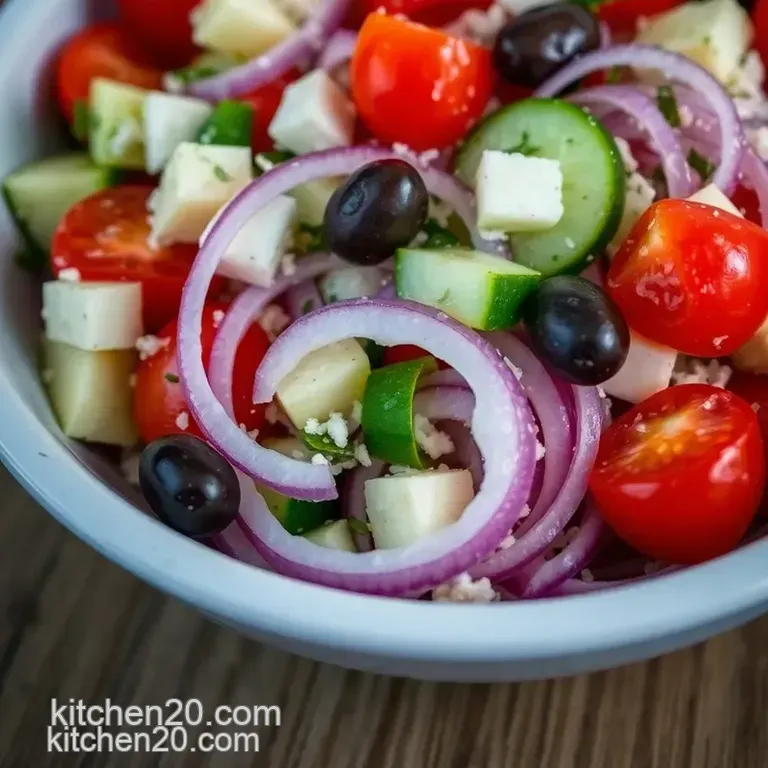 Easy Peasy Greek Salad presentation