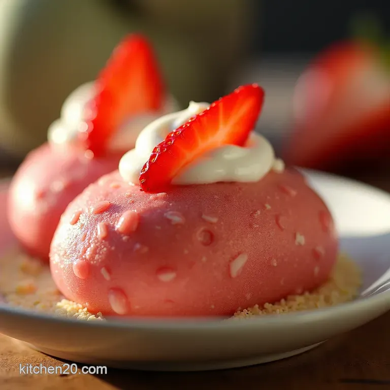 The Easiest Strawberry Cloud Homemade Mochi with Sweet Whipped Filling presentation