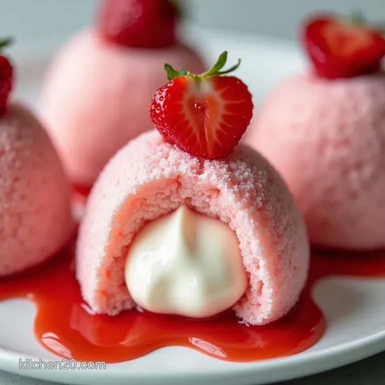 The Easiest Strawberry Cloud Homemade Mochi with Sweet Whipped Filling