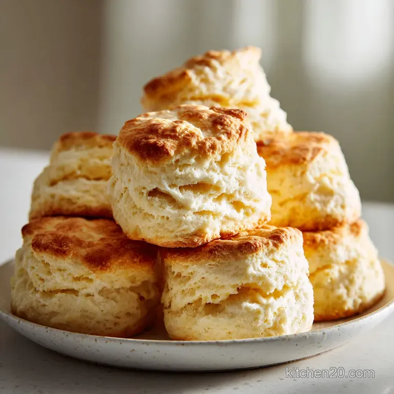 A single, golden biscuit sits on a linen napkin, steam rising, showing layers. Served alongside honey and butter.