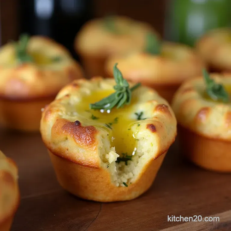 PocketSized Parm Herb Focaccia Muffins Chewy Savoury Muffins with an Olive Oil Drizzle presentation